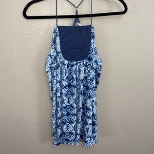 Anthropologie Navy and White High Neck Tank Top, Medium